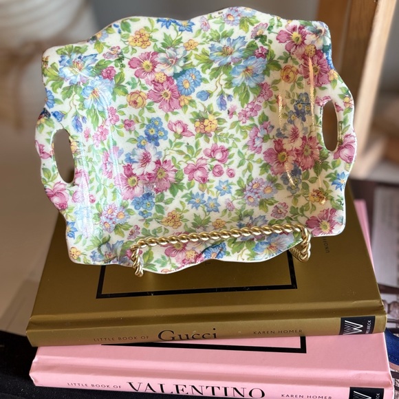 Other - Floral Ceramic Tray with Handles